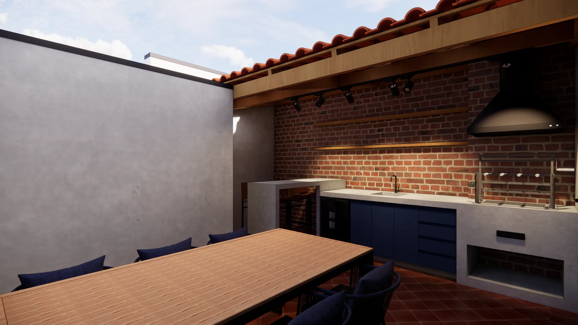 Proposta 3D da área gourmet, vista 1