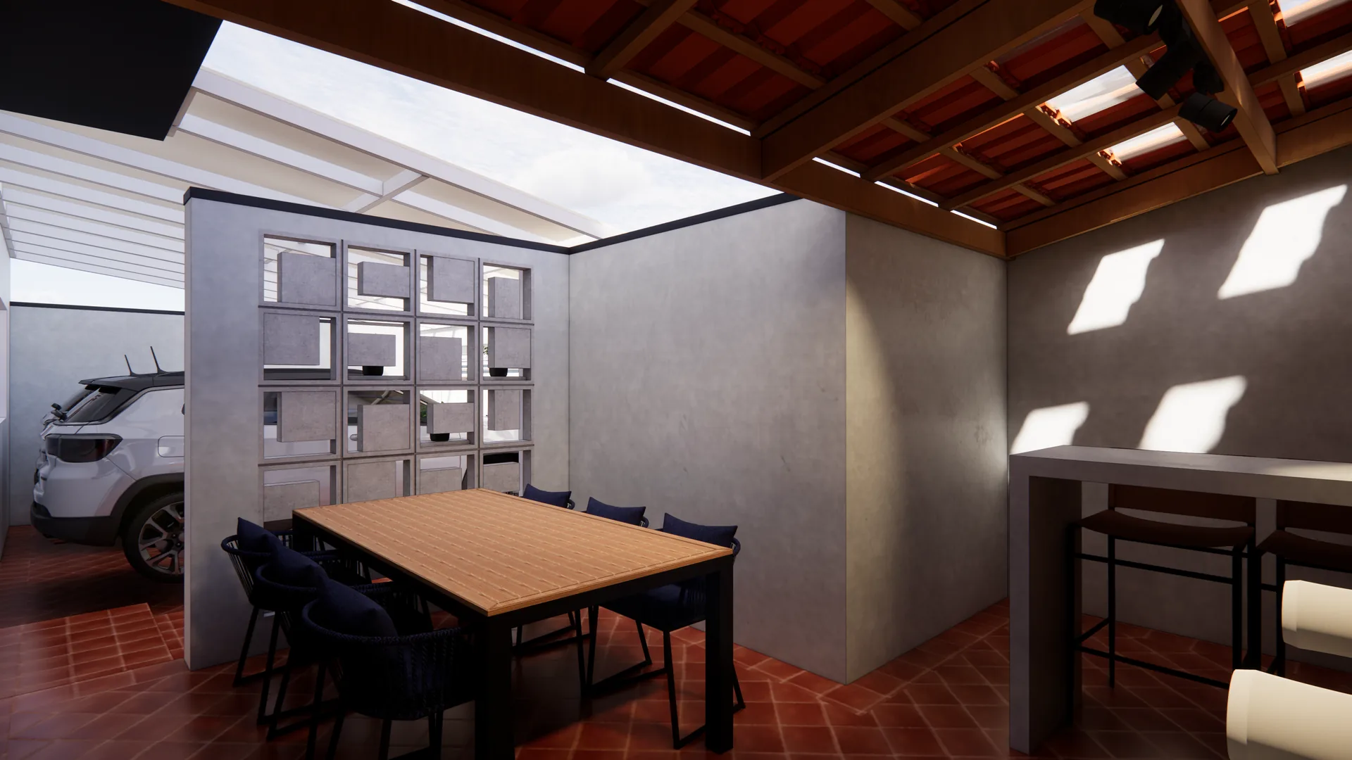 Proposta 3D da área gourmet, vista 2