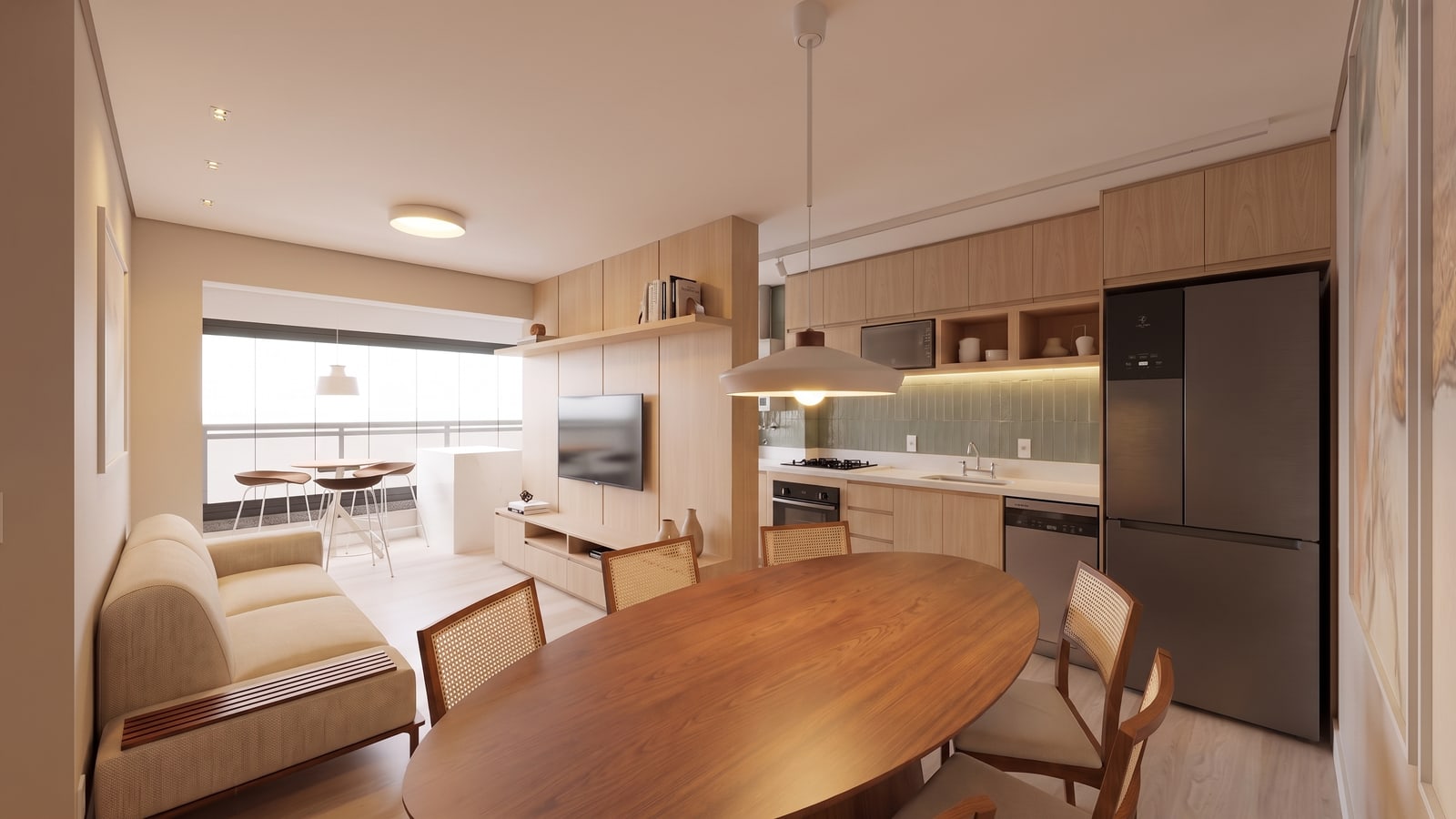 Sala de jantar integrada à cozinha em projeto da Path Arquitetura